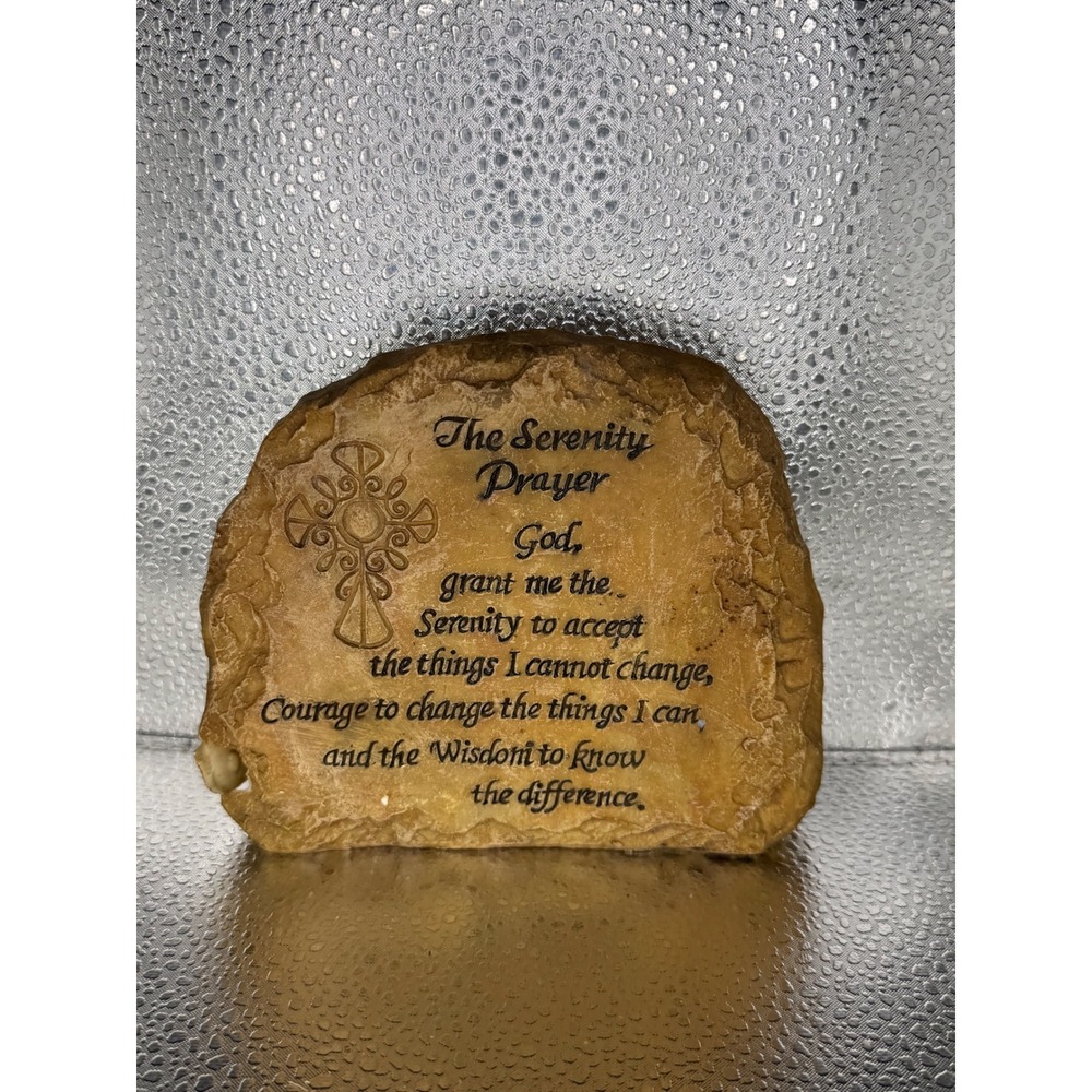 Serenity Prayer Garden‎ Stone Religious Plaque Celtic Cross Engraved Resin Rock
